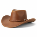 Classic Brown Leather Cowboy Hat