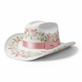 White Floral Embroidered Cowboy Hat