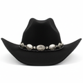 Black Felt Cowboy Hat with Silver Concho Band