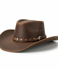 Classic Brown Leather Cowboy Hat