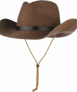 Brown Leather Belt Straw Cowgirl Hat CL44