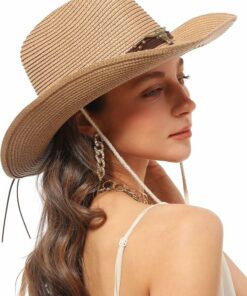 Khaki Straw Cowgirl Hat CL46