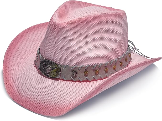 Pinky Western Straw Cowboy Hat CL59