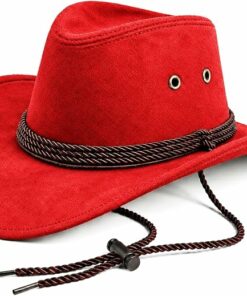 Red Vegan Suede Cowboy Hat CL50