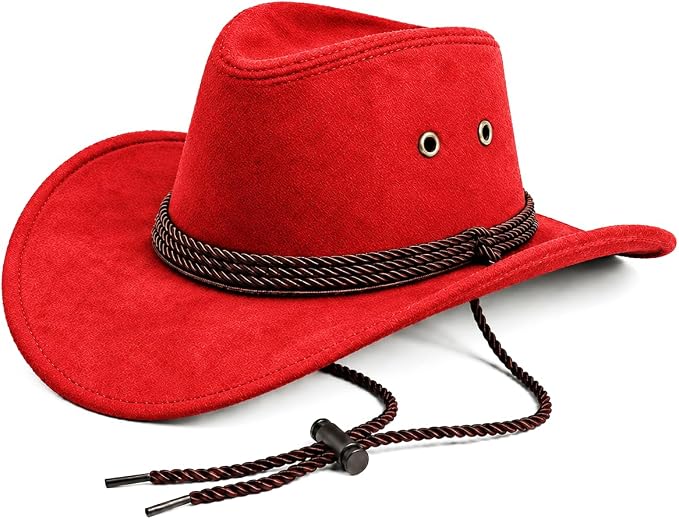 Red Vegan Suede Cowboy Hat CL50