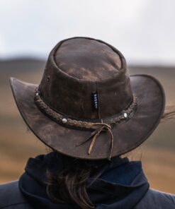 Distressed Brown Leather Bush Hat CL84