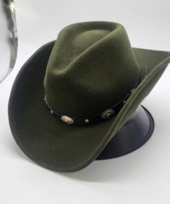 Olive Wool Felt Gambler Hat CL93