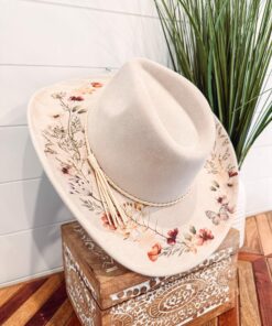 Wildflower Print Cream Cowgirl Hat CL70