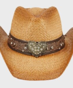 Heart Crystal Straw Cowgirl Hat CL77