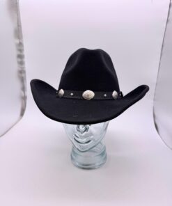 Black Wool Felt Concho Band Cowboy Hat CL98