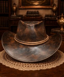 Rustic Brown Leather Cowboy Hat CL87