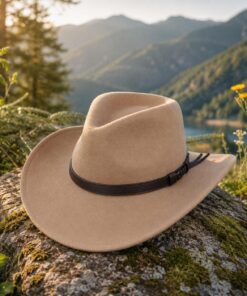 Tan Wool Felt Wide Brim Cowboy Hat CL97