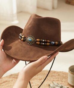 Brown Ranch Hat With Beaded Band CL64