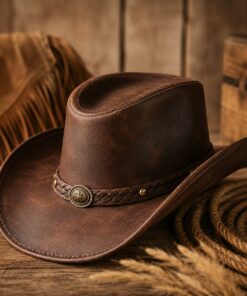 Distressed Leather Braided Band Cowboy Hat CL85