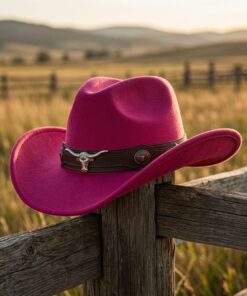 Hot Pink Roll Brim Felt Cowgirl Hat CL73