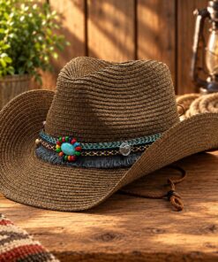 Turquoise Band Western Straw Hat CL82