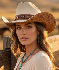 Brown Floral Band Cowgirl Hat CL75