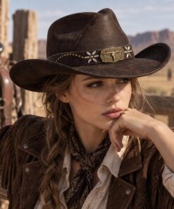 Vintage Suede Curved Brim Cowboy Hat CL63