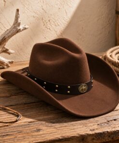 Brown Longhorn Studded Band Cowboy Hat CL68