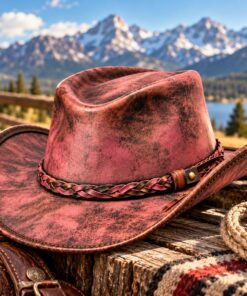 Distressed Rosewood Leather Western Hat CL95
